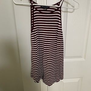 Deep red & white striped, high neck tank